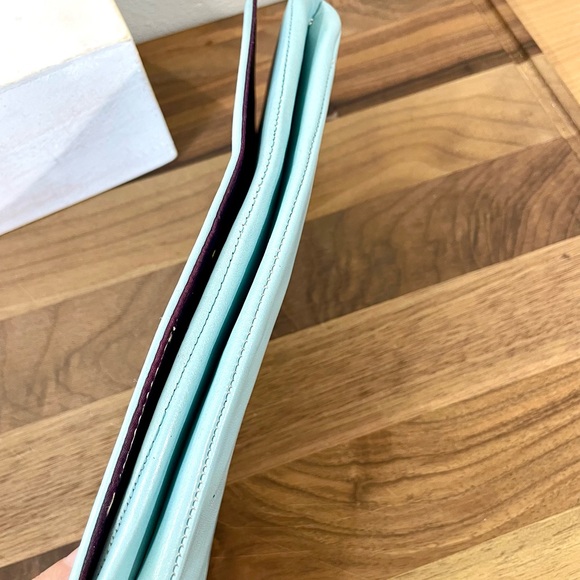 Vtg Clutchette Sleek Structured  Clutch Minimalist Robins Egg Blue Modern Preppy - Picture 11 of 15